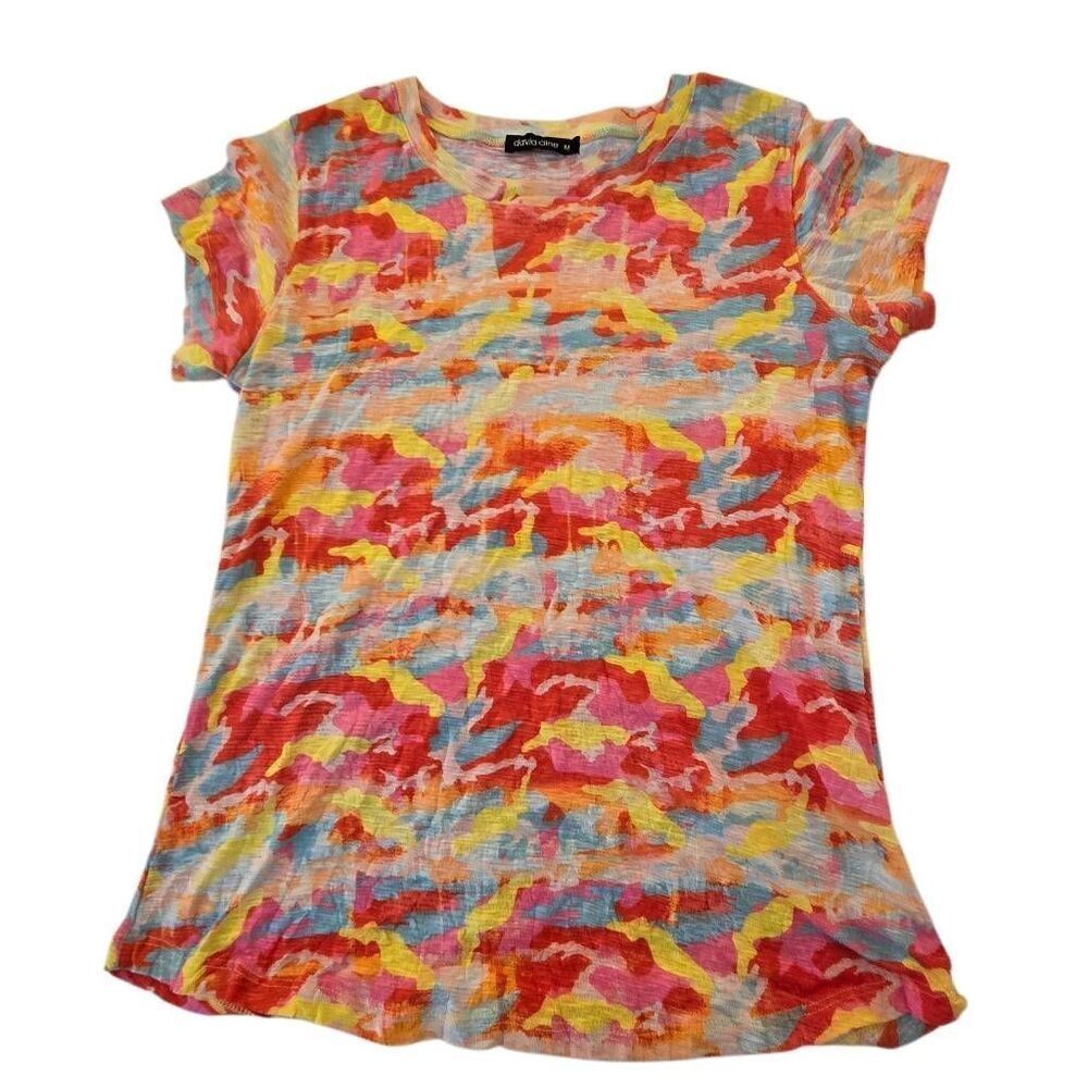 David Kline Womens Two Colorful Short Sleeve Lightweight Tee Shirts Size Medium - Picture 2 of 12